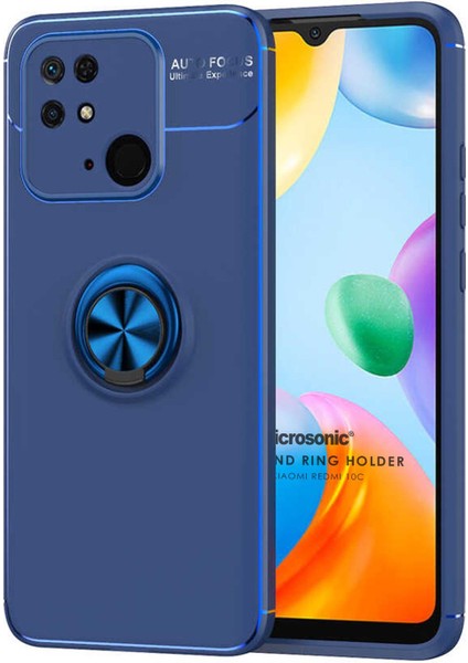 Xiaomi Redmi 10C Kılıf Kickstand Ring Holder Lacivert