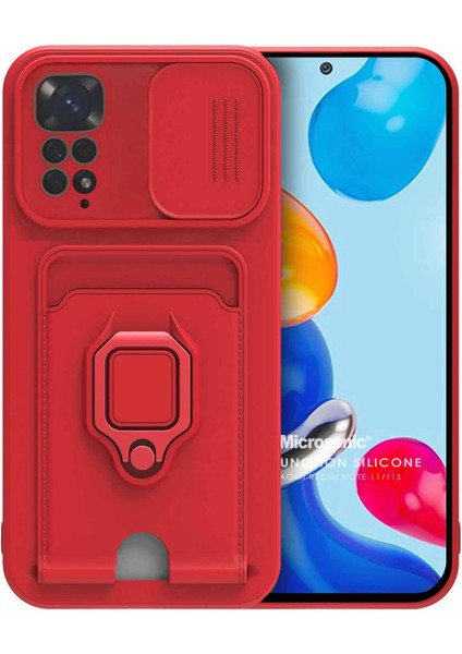 Xiaomi Redmi Note 11 Kılıf Multifunction Silicone Kırmızı