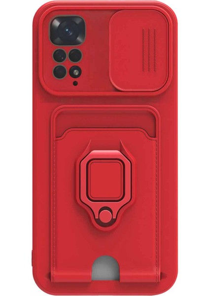 Xiaomi Redmi Note 11 Kılıf Multifunction Silicone Kırmızı