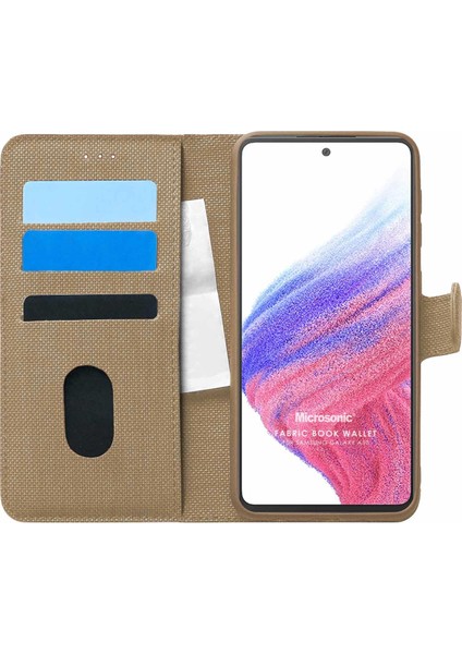 Samsung Galaxy A53 5g Kılıf Fabric Book Wallet Gold