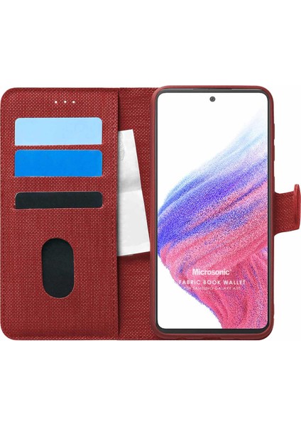 Samsung Galaxy A53 5g Kılıf Fabric Book Wallet Kırmızı