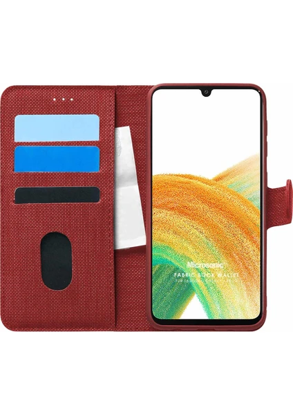 Samsung Galaxy A33 5g Kılıf Fabric Book Wallet Kırmızı