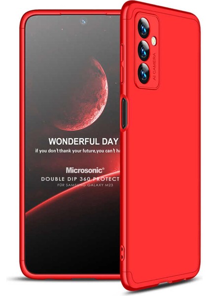 Samsung Galaxy M23 Kılıf Double Dip 360 Protective Kırmızı