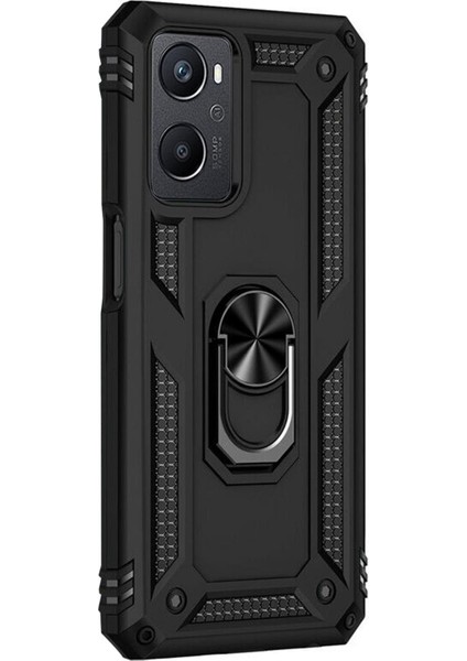 Oppo A96 Kılıf Military Ring Holder Siyah fiyatları