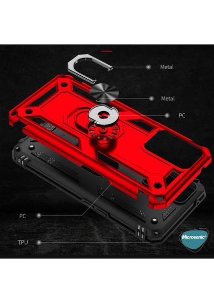 Oppo A96 Kılıf Military Ring Holder Siyah indirimleri