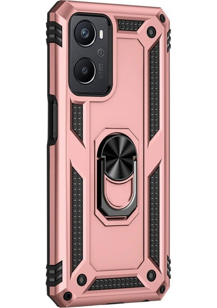 Oppo A96 Kılıf Military Ring Holder Rose Gold fiyatları