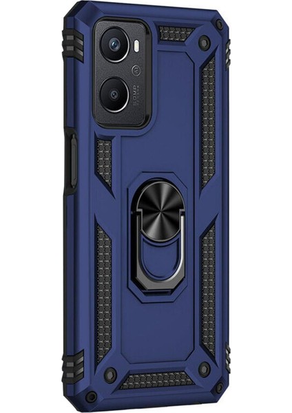 Oppo A96 Kılıf Military Ring Holder Lacivert fiyatları