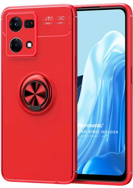 Oppo Reno 7 4g Kılıf Kickstand Ring Holder Kırmızı