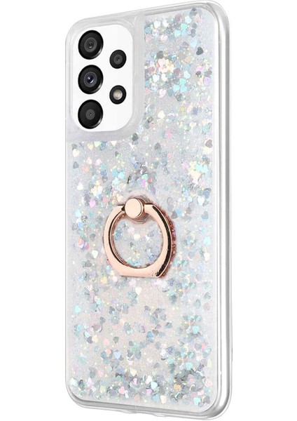 Samsung Galaxy A13 4g Kılıf Glitter Liquid Holder Gümüş