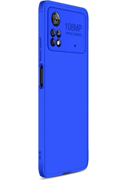 Xiaomi Poco X4 Pro 5g Kılıf Double Dip 360 Protective Mavi