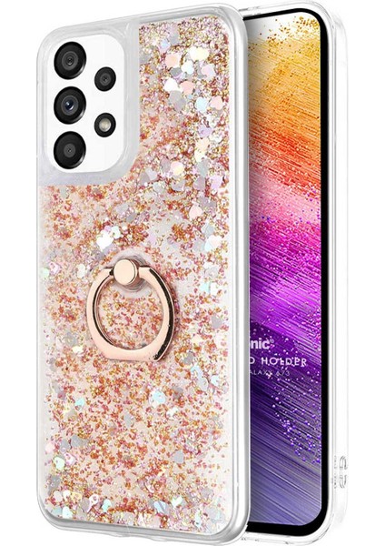 Samsung Galaxy A73 5g Kılıf Glitter Liquid Holder Gold