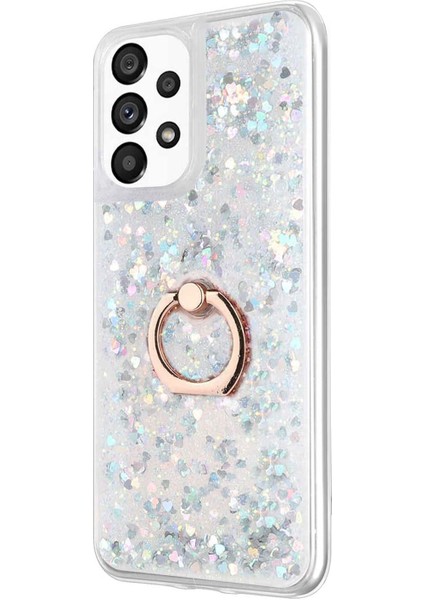 Samsung Galaxy A73 5g Kılıf Glitter Liquid Holder Gümüş