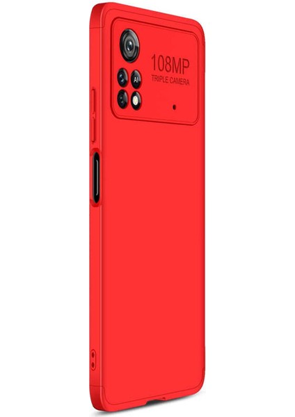 Xiaomi Poco X4 Pro 5g Kılıf Double Dip 360 Protective Kırmızı