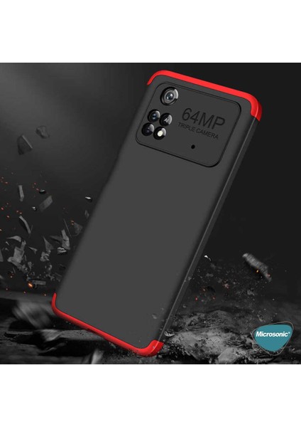 Xiaomi Poco X4 Pro 5g Kılıf Double Dip 360 Protective Kırmızı