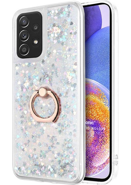 Samsung Galaxy A23 Kılıf Glitter Liquid Holder Gümüş