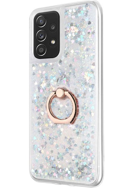 Samsung Galaxy A23 Kılıf Glitter Liquid Holder Gümüş