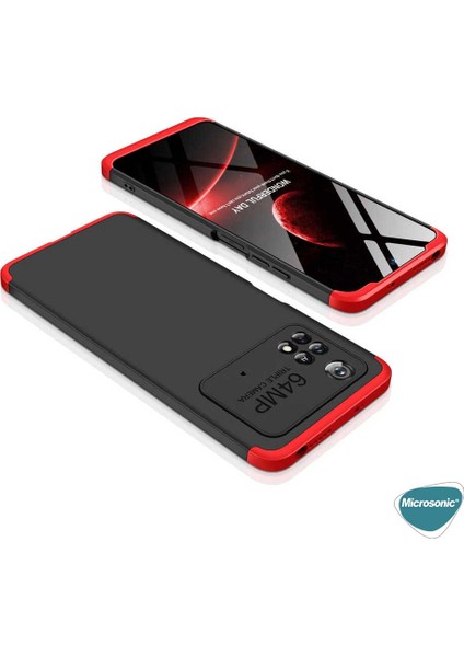 Xiaomi Poco X4 Pro 5g Kılıf Double Dip 360 Protective Siyah Mavi