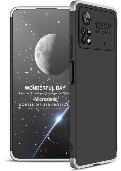 Xiaomi Poco X4 Pro 5g Kılıf Double Dip 360 Protective Siyah Gri