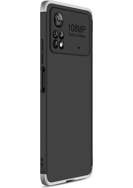 Xiaomi Poco X4 Pro 5g Kılıf Double Dip 360 Protective Siyah Gri