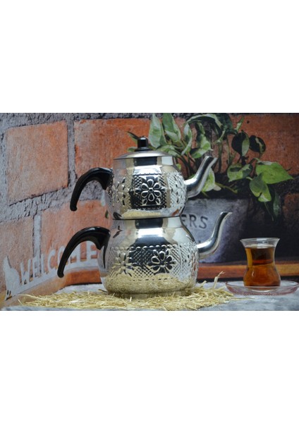Alüminyum Motifli Desenli Çaydanlık No:4 (2,3 Litre 5 Kişilik)