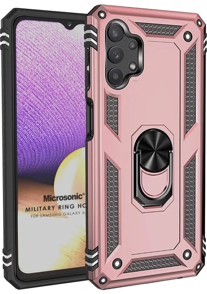 Samsung Galaxy A23 Kılıf Military Ring Holder Rose Gold