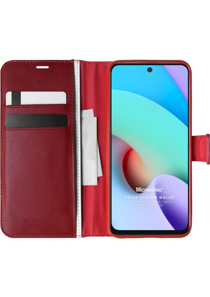 Xiaomi Redmi Note 11 4g Kılıf Delux Leather Wallet Kırmızı