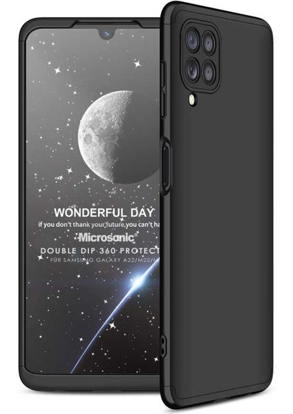 Samsung Galaxy M22 Kılıf Double Dip 360 Protective Siyah