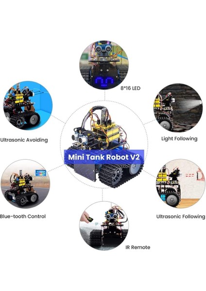 Keyestudıo Mini Tank Robot V2 Akıllı Araç Kiti Arduino Için