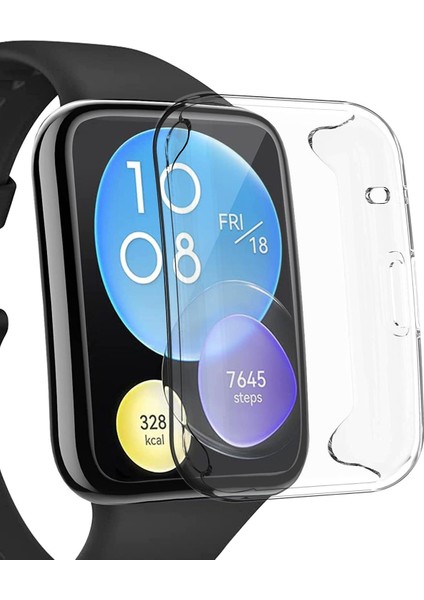Huawei Watch Fit 2 Kılıf 360 Full Round Soft Silicone Şeffaf