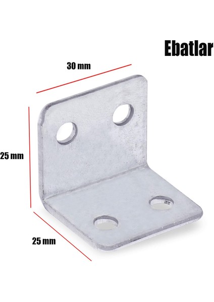 (25 Adet) Mobilya Dolap Köşe Bağlantı Sabitleme L Demir Gönye 25X25X30 mm (25 Adet)