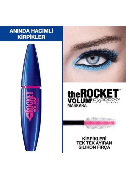 Volum' Express Rocket Ekstra Siyah Maskara + Garnier Pink Micellar 200 ml Set