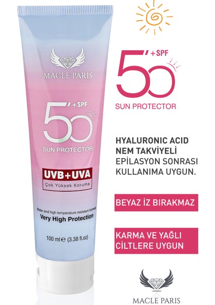 Spf 50 Leke Karşıtı & Göz Yakmayan Güneş Kremi Tüm Cilt Tipleri Için Yüksek Koruma Uva Uvb 100ML