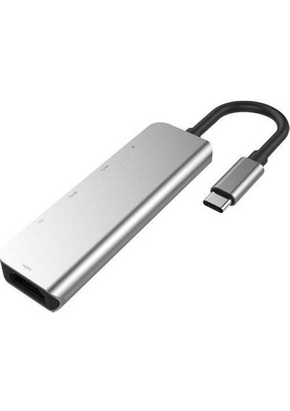 Pd Type C 5 in 1 60W Şarj Hdmi ve USB Çoğaltıcı Adaptör 2x Pd Type C 2x USB ve 1x 4K HDMI