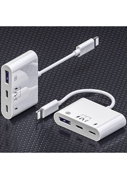 Apple Iphone Otg Hub Type C To Kulaklık USB Kamera Okuyucu Iphone Klavye Mouse Okuyucu Hub