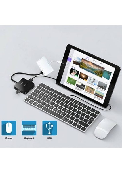 Apple Ipad ve Iphone Iç in Lightn in g 5 in 1 Hdmı Otg Usb Tf Sd Kart Okuyucu Adaptör Kablosu