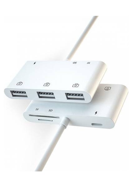Apple iPad ve Iphone Iç in Lightn in g Tf sd Kart Okuyucu 3 USB Kamera Klavye ve Mouse Adaptör