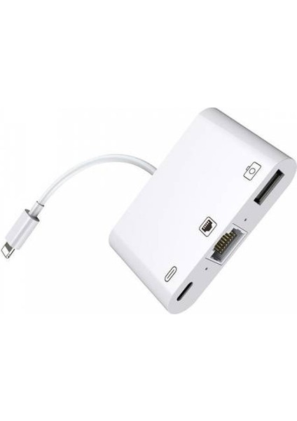 Apple Ipad ve Iphone Iç in Internet Şarj ve Kamera Dönüştürücü Kablosu 3 in 1 RJ45 Adaptör