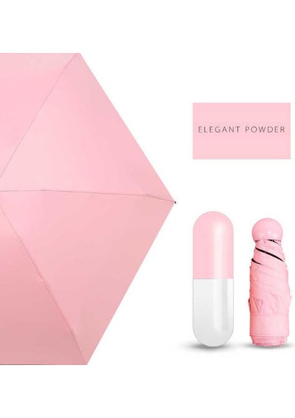 Kalite Kapsül Mini Cep Şemsiye Temizle Kadın Şemsiye Rüzgar Geçirmez Katlanır Şemsiye Kadınlar Kompakt Yağmur Şemsiye (Pembe) (Yurt Dışından)