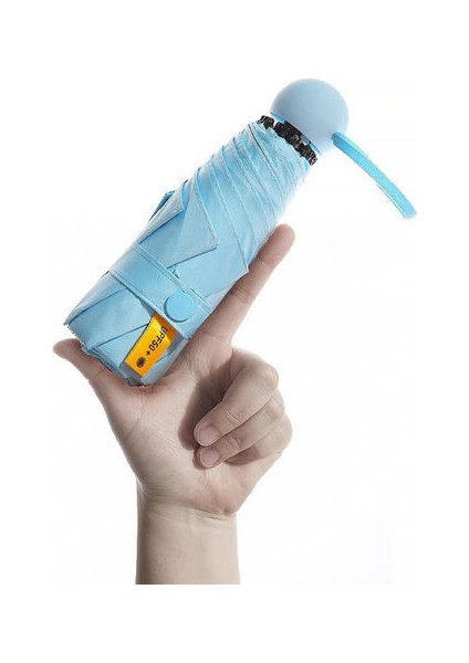 Kapsül Şemsiye Mini Güneş Şemsiye Güneş Koruyucu Ultra Hafif Anti Ultraviyole Küçük Cep Katlanır Şemsiye (Mavi) (Yurt Dışından)
