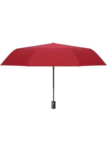 Üç Katlanır Otomatik Şemsiye Saf Renk Erkekler ve Kadınlar Için Sun Anti-Sun Yağmur Şemsiyesi (Pembe) (Yurt Dışından)