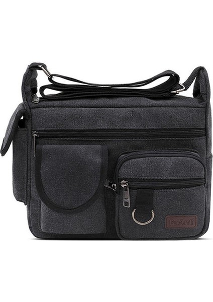 Erkek Moda Vintage Crossbody Satchel El Çantası Omuz Rahat Seyahat Çanta Okul Kitabı Messenger Çanta (Siyah) (Yurt Dışından)