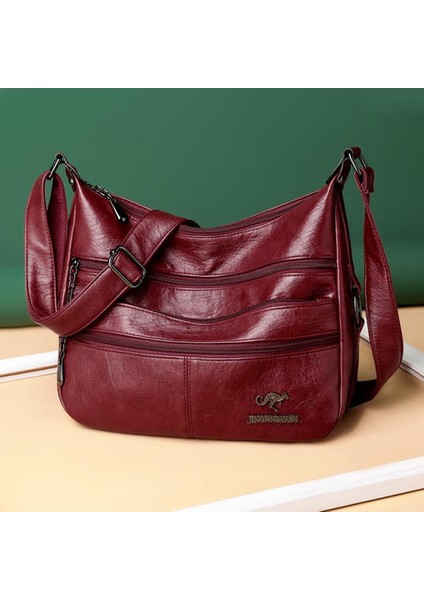 Yüksek Kadın Yumuşak Deri Omuz Çantaları Çok Katmanlı Klasik Crossbody Çanta Lüks Tasarımcı Çanta ve Çanta Büyük Kapasiteli (Kırmızı) (Yurt Dışından)
