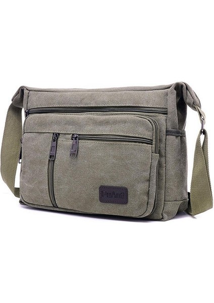 Moda Tuval Tek Omuz Çantası Erkek Kadın Unisex Seyahat Crossbody Çanta Açık Rahat Satchel Vintage Messenger Çanta (Yeşil) (Yurt Dışından)