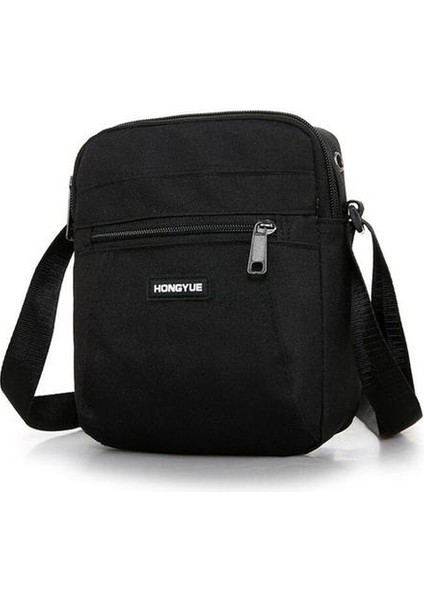 Unisex Tek Omuz Messenger Tuval Çanta Kadın Erkek Rahat Açık Seyahat Omuz Satchel Askeri Çanta (Siyah) (Yurt Dışından)