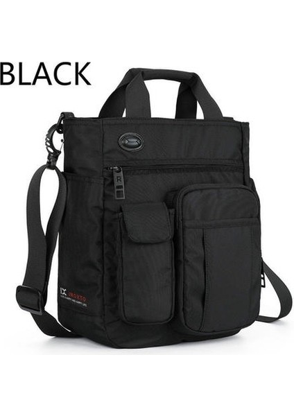 Naylon Hafif Büyük Kapasiteli Çok Fonksiyonlu Crossbody Çanta Su Geçirmez Seyahat Omuz Çantası Erkekler Omuz Çantaları Tuval Crossbody Çanta Okul Seyahat Dizüstü (Siyah) (Yurt Dışından)