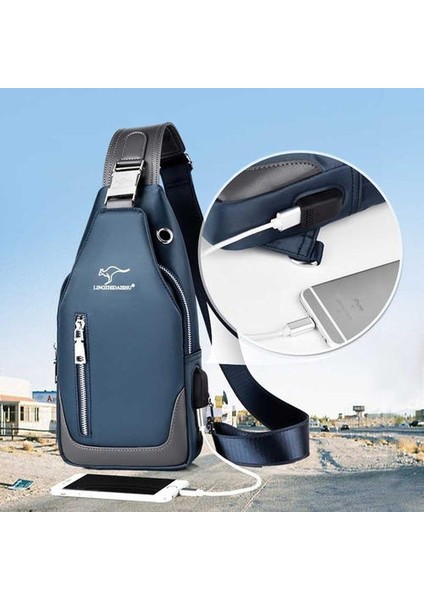 Erkek Messenger Çanta Omuz Oxford Bez Göğüs Çantaları Crossbody Casual Adam USB Şarj Işlevli Çanta Cadılar Bayramı Hediyesi Kart Paketi Içerir (Yurt Dışından)