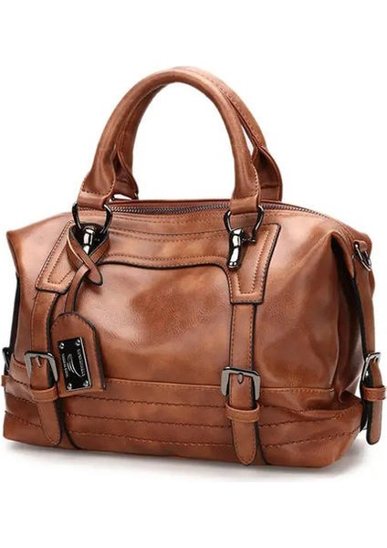 Moda Kadınlar Pu Deri Tote Satchel Çanta Bayan Messenger Çanta Omuz Çantaları (Kahverengi) (Yurt Dışından)
