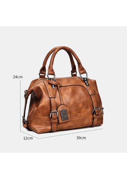 Moda Kadınlar Pu Deri Tote Satchel Çanta Bayan Messenger Çanta Omuz Çantaları (Kahverengi) (Yurt Dışından)