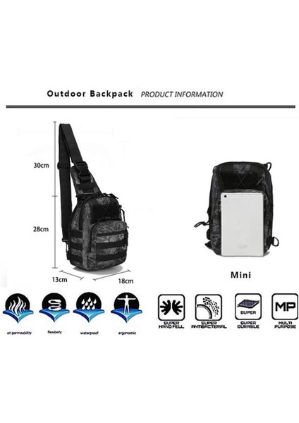 Yürüyüş Trekking Sırt Çantası Spor Tırmanma Omuz Çantaları Taktik Kamp Avcılık Daypack Balıkçılık Açık Askeri Omuz Çantası (Yurt Dışından)