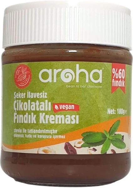 Stevialı Şekersiz Çikolatalı Fındık Ezmesi Ketojenik Vegan 180 gr